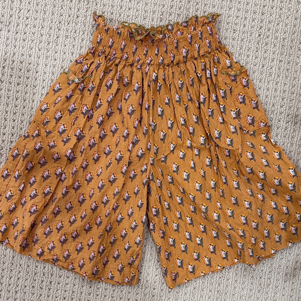 Kids High Waist Printed Shorts - Brown